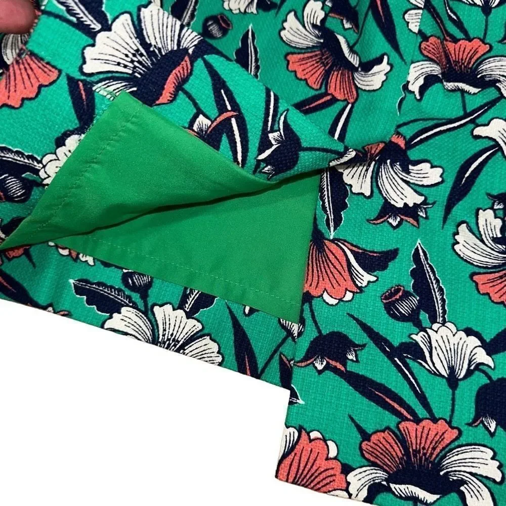 J by J. Crew Green Tropical Floral Pencil Skirt Womens 4 Colorful Preppy Cotton‎